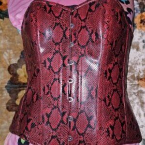 NWT 32"/2XL COUNTESS RED SNAKESKIN PVC CORSET TIGHT LACING UNIQUE